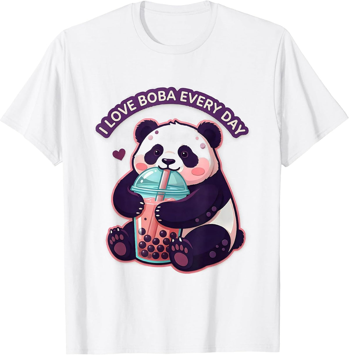 Men's I Love Boba Every Day Cute Kawaii Panda Anime Boba Tea Lover T-Shirt - White