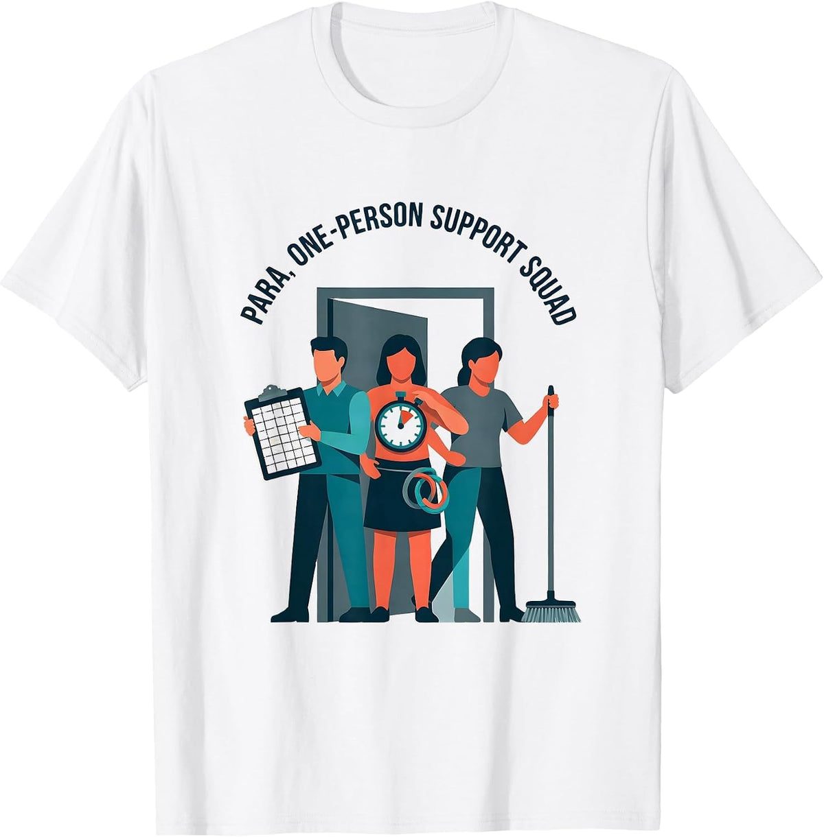 Men's Para One-Person Support Squad Funny Paraprofessional Gift T-Shirt - White