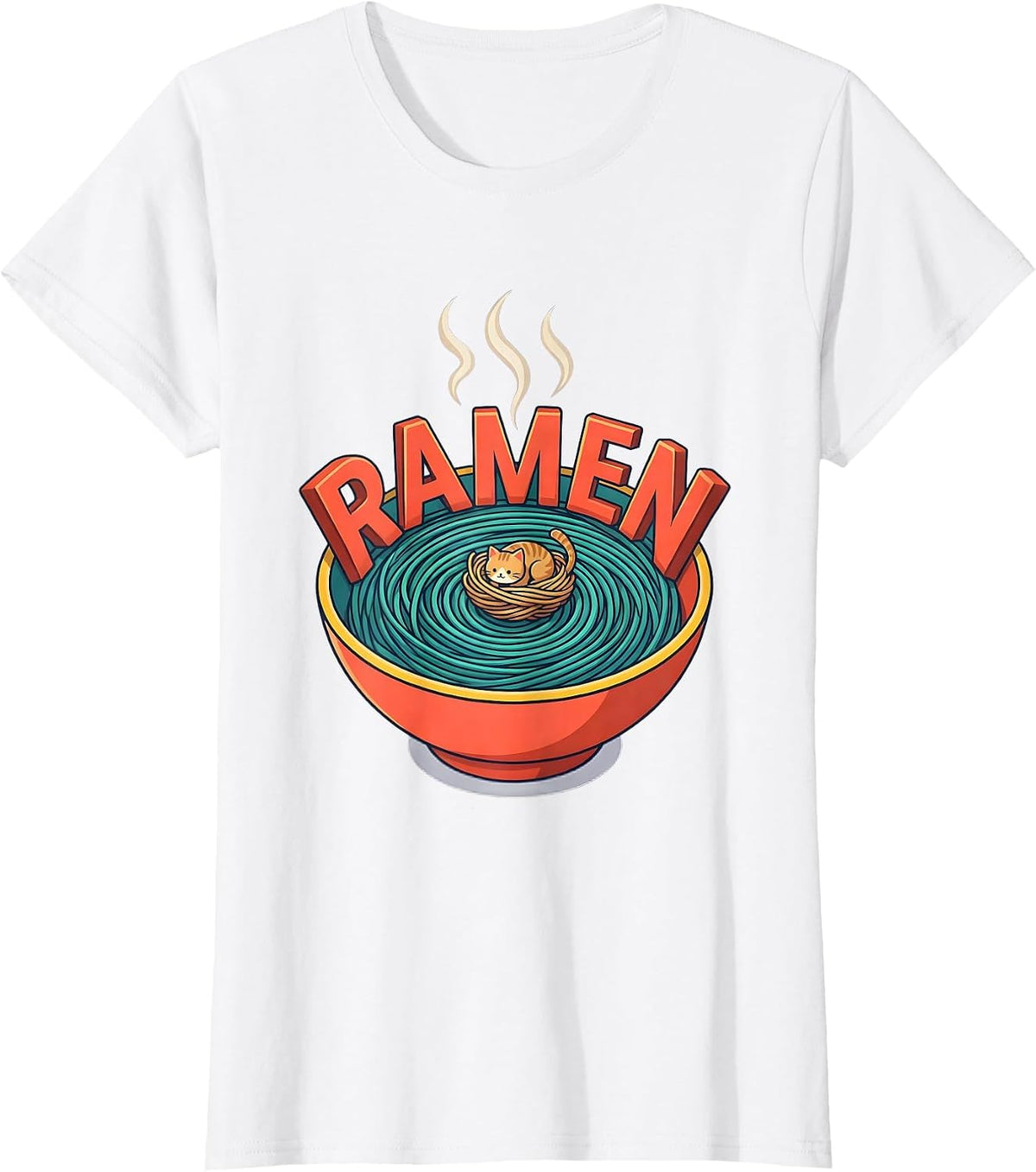 RAMEN Kawaii Cat Anime Funny Japanese Noodle Lover Gift T-Shirt - White
