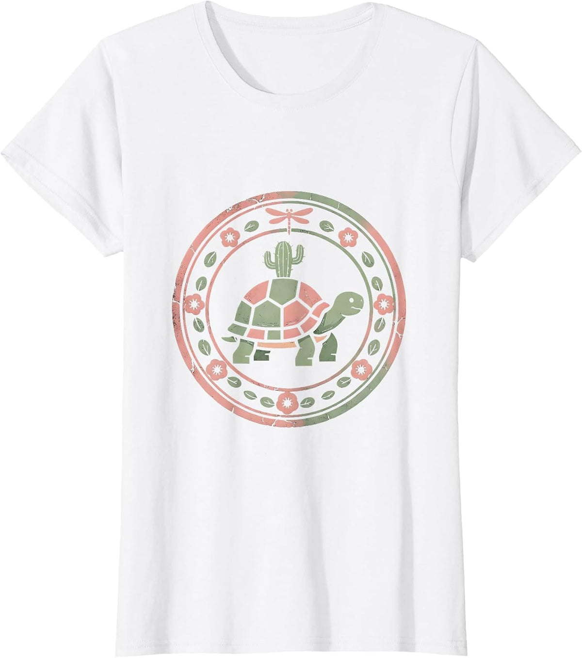 Desert Tortoise With Cactus Western Nature Design T-Shirt - White
