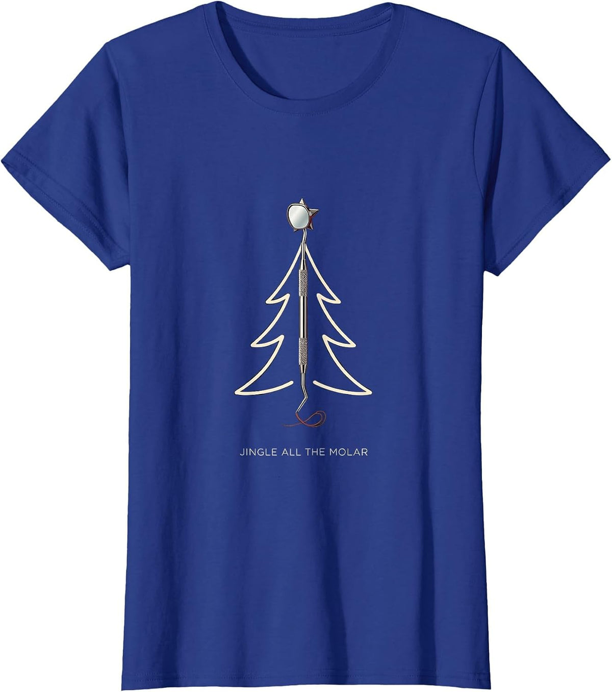Women's Jingle All the Molar Funny Dentist Christmas Dental Staff T-Shirt - Royal Blue