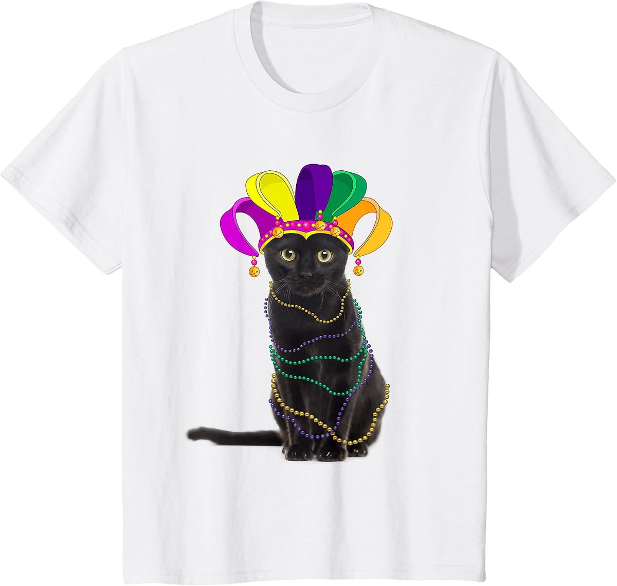Black Cat Mardi Gras Party Shrove Tuesday Celebration Shirt T-Shirt - White