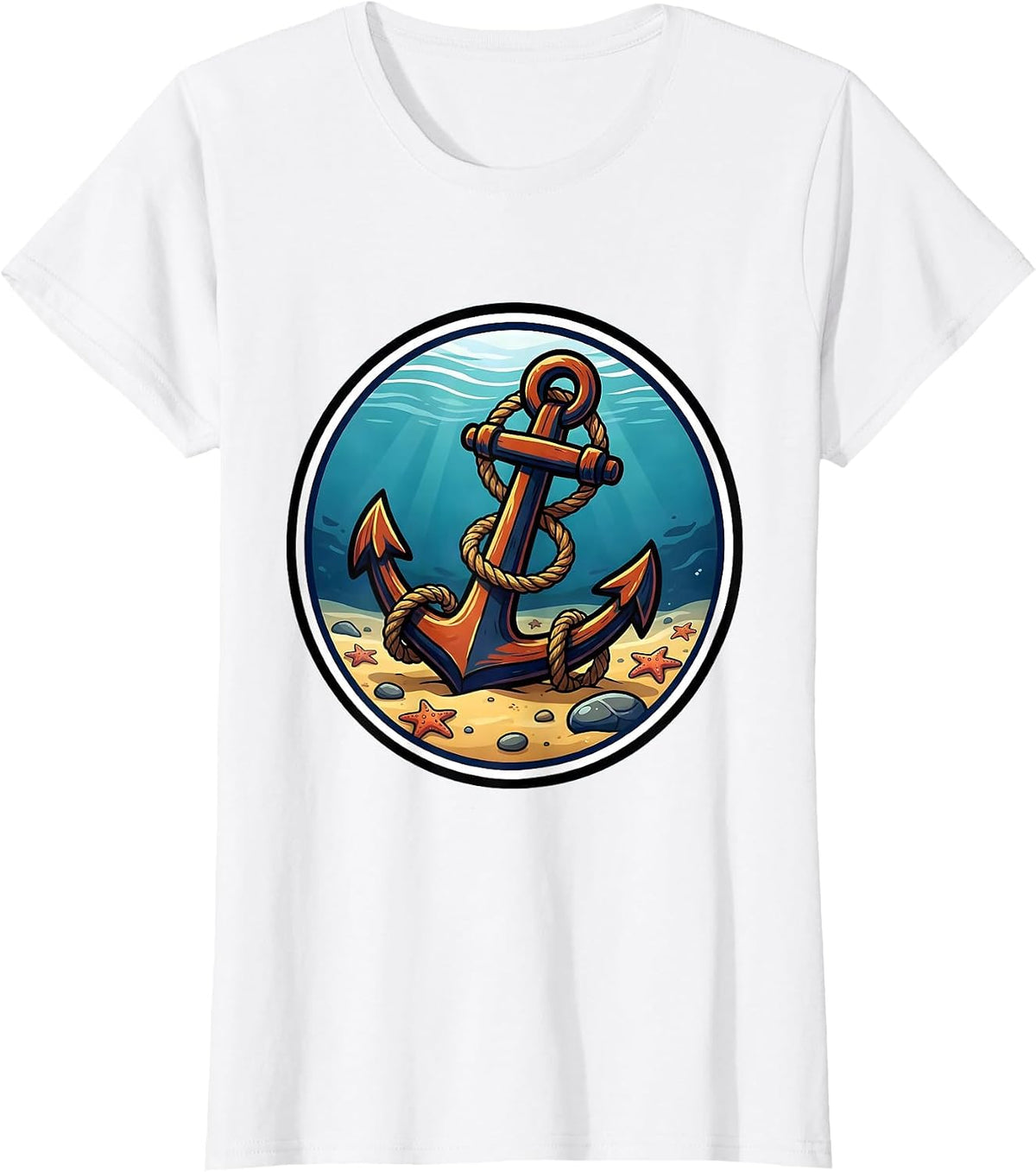 Anchor and Rope Ocean Floor Cruise Design T-Shirt - White