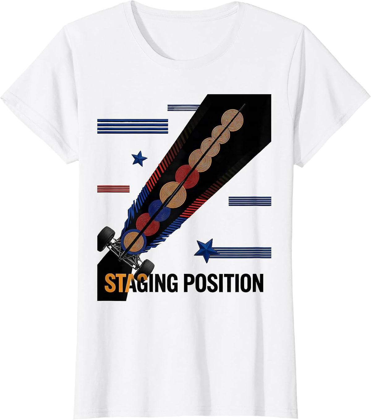 Staging Position Futurist Dynamism RC Drag Racing American T-Shirt - White