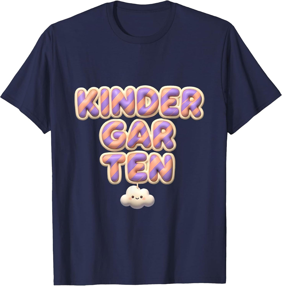Kindergarten Cute Kawaii Preppy Grade Level Teacher Back T-Shirt - Navy Blue