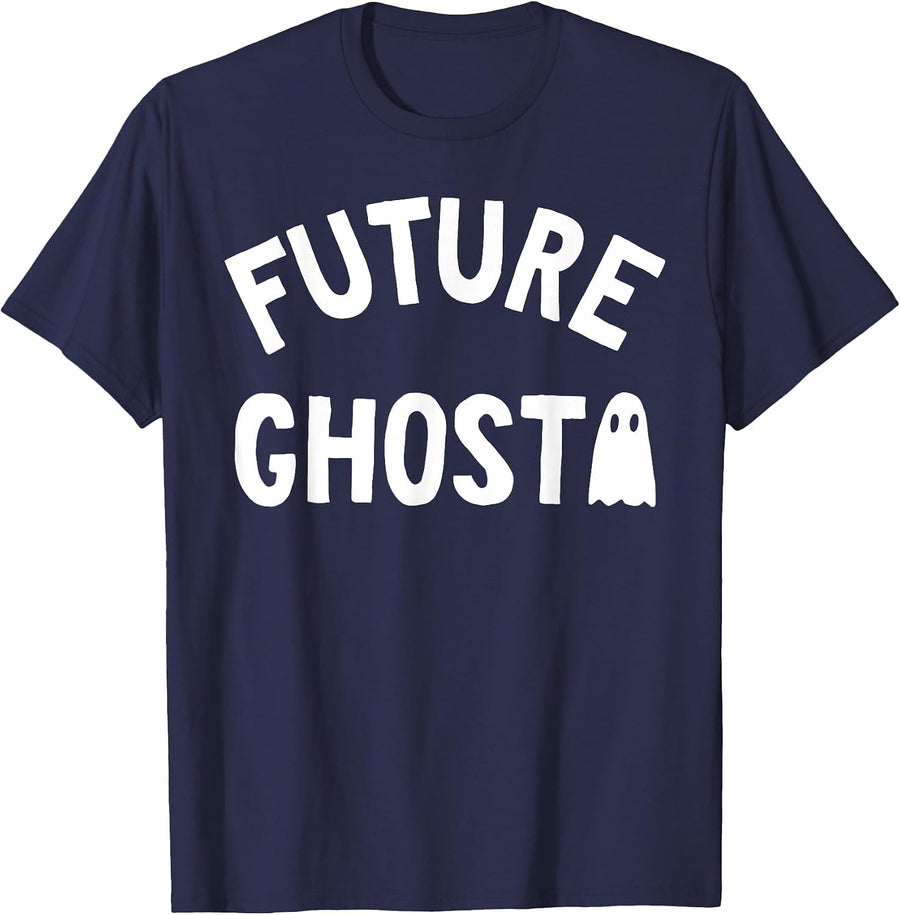 Future Ghost Spooky Season Halloween Trick Or Treat Retro T-Shirt - Navy Blue