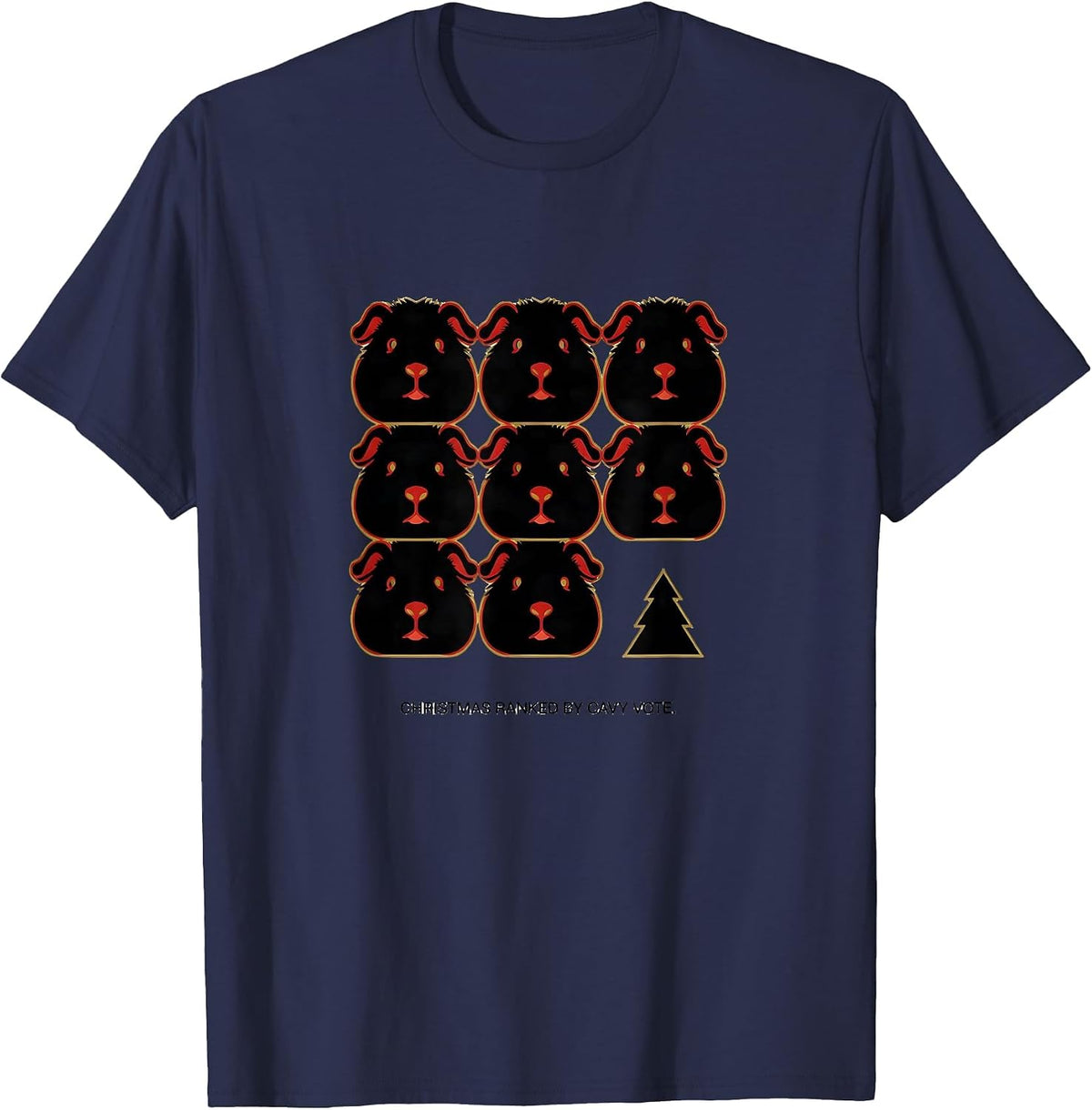 Men's Christmas Ranked By Cavy Vote Geometric Guinea Pig Humor T-Shirt - Navy Blue