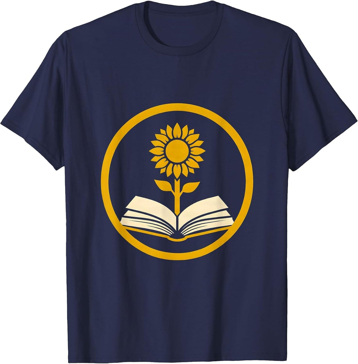 Paraprofessional Sunflower Book Graphic T-Shirt - Navy Blue