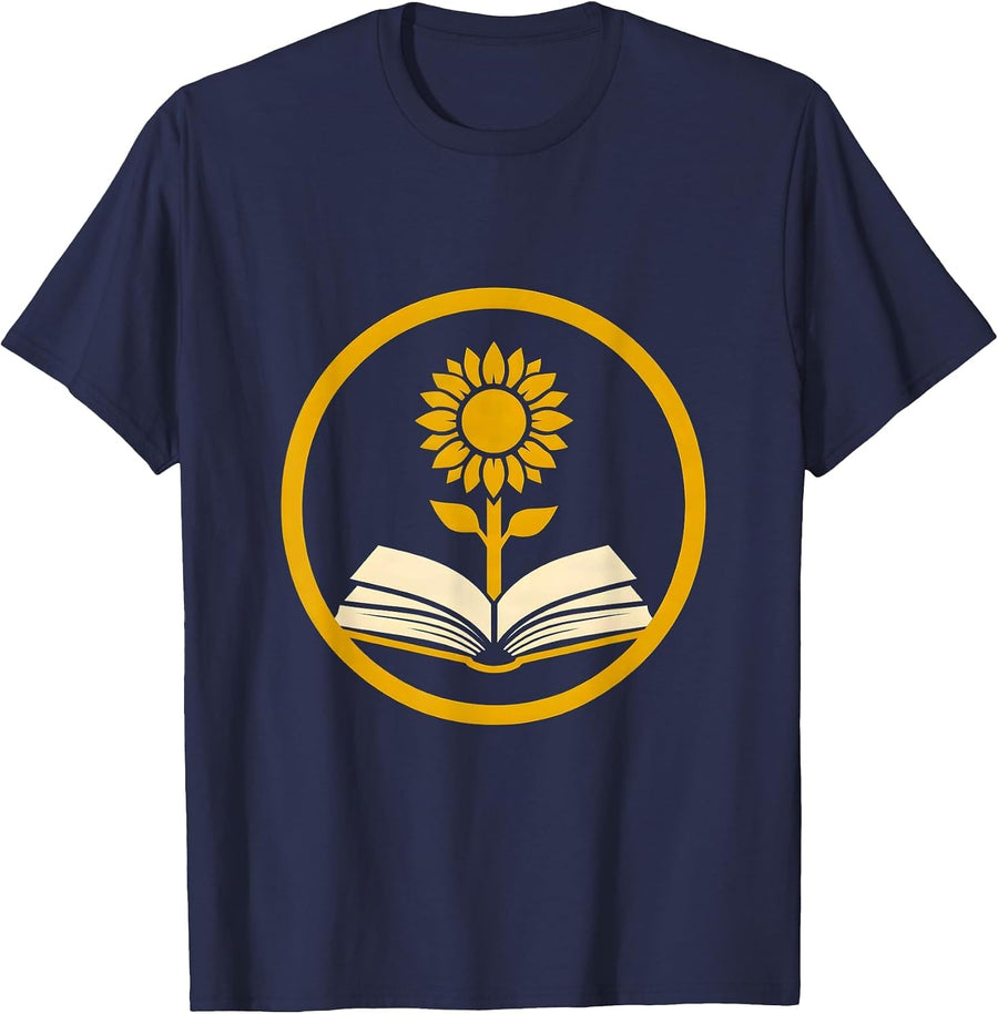 Paraprofessional Sunflower Book Graphic T-Shirt - Navy Blue