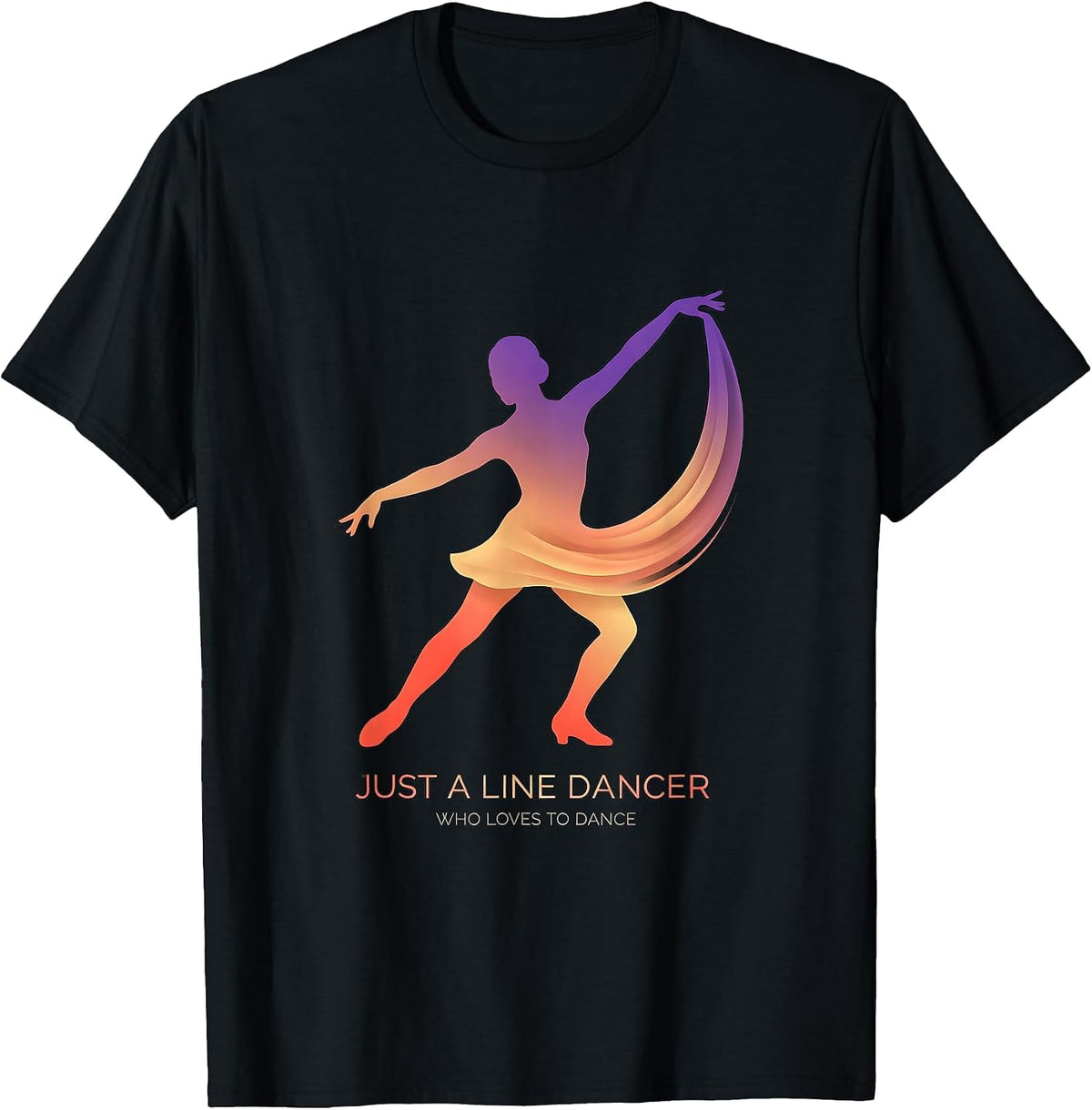 Men's Just A Line Dancer Who Loves To Dance Gradient Line Dance T-Shirt - Black