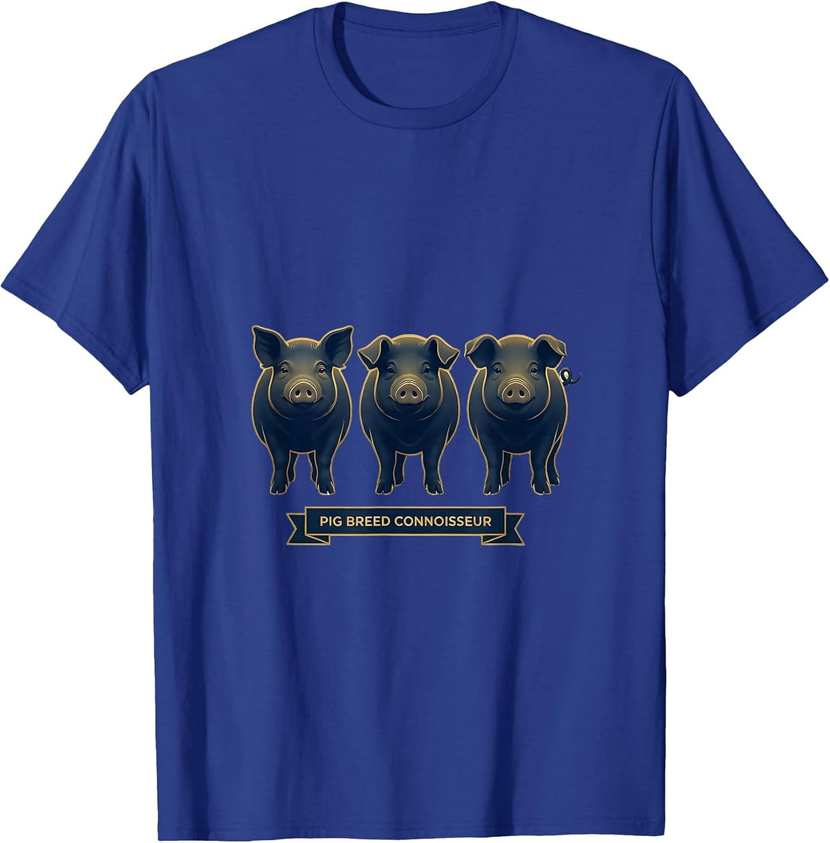 Pig Breed Connoisseur Funny Pet Pig Lover Emblem T-Shirt - Royal Blue