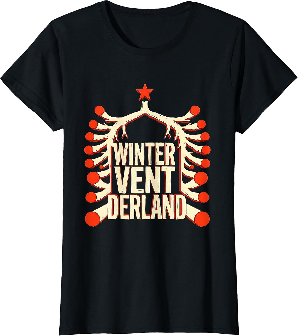 Winter Ventderland Stencil Graphic Respiratory Therapist T-Shirt - Black