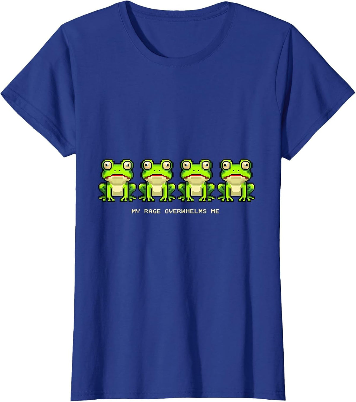 Women's My Rage Overwhelms Me Pixel Art Funny Frog Meme Humor T-Shirt - Royal Blue