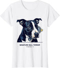 Women's Miniature Bull Terrier, Plate No. 1 Van Gogh Style Starry T-Shirt - White