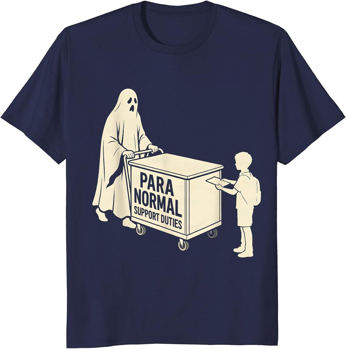 Para Normal Support Duties Ghost Paraprofessional Halloween T-Shirt - Navy Blue