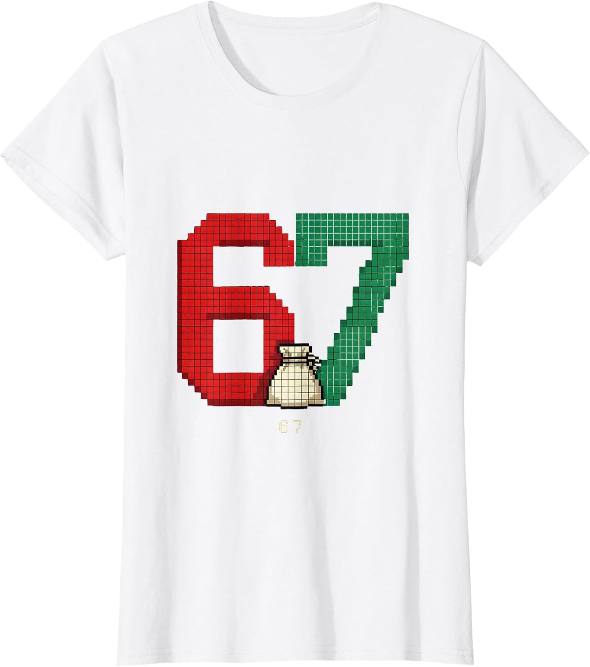 6 7 Pixel Art Funny Christmas Meme Gen Alpha Slang T-Shirt - White