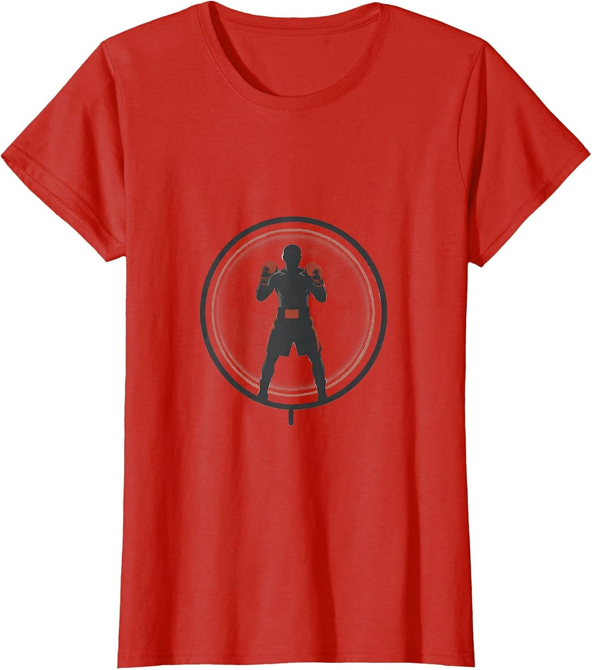 Boxer Silhouette Minimalist Gym Badge Boxing Enthusiast T-Shirt - Red