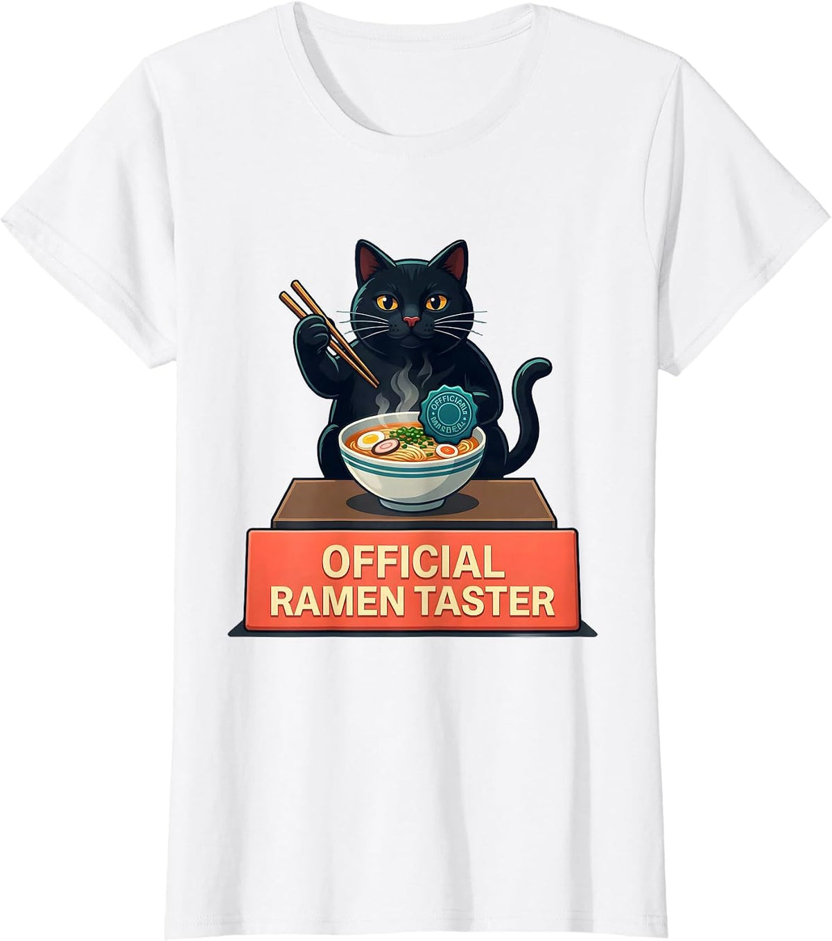 Women's Official Ramen Taster Funny Kawaii Cat Anime Japanese Gift T-Shirt - White