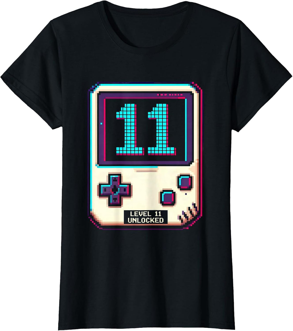 Level 11 Unlocked Pixel Art Gamer Birthday Milestone T-Shirt - Black