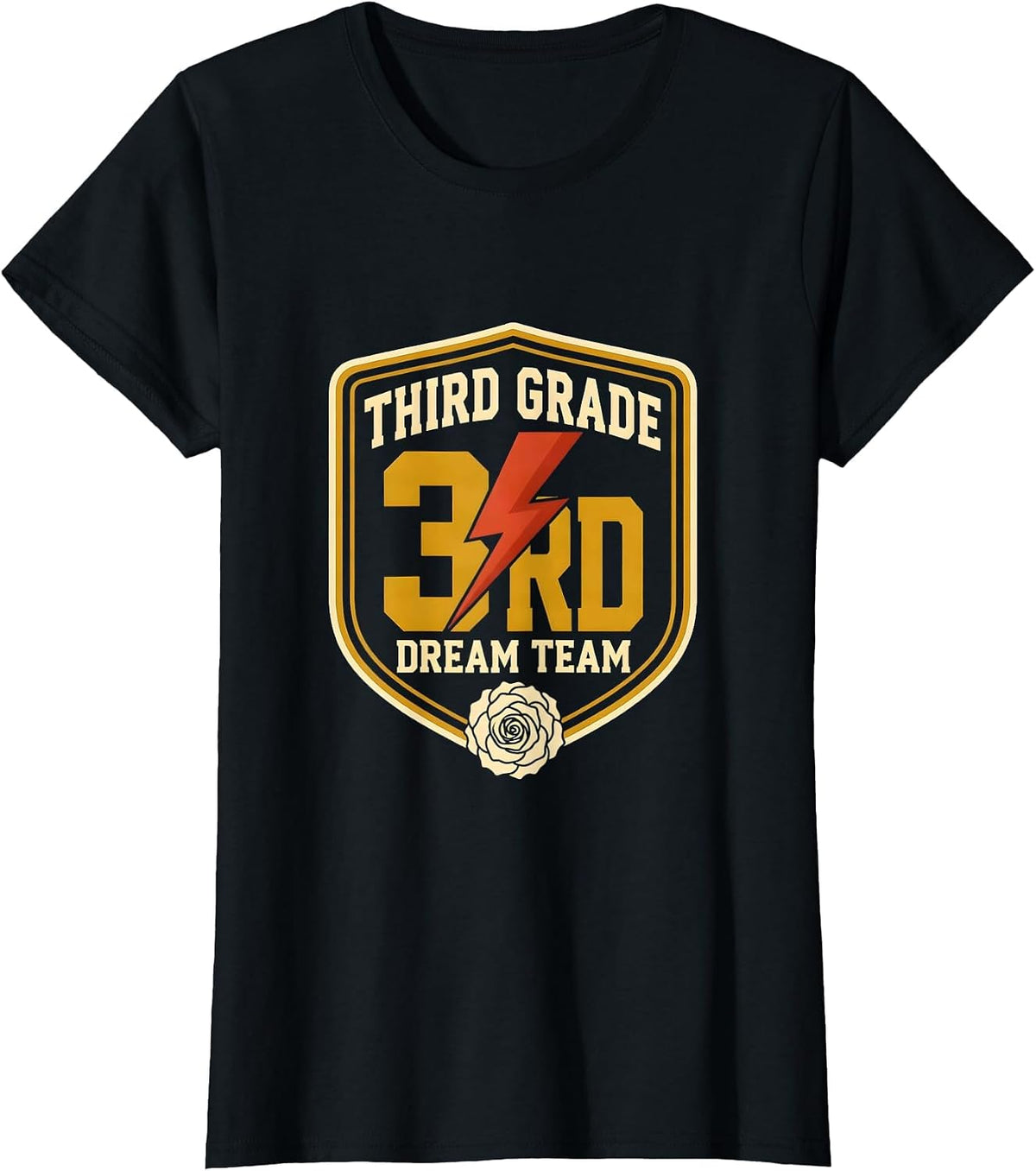 Third Grade Dream Team Retro Teacher Lightning Bolt T-Shirt - Black