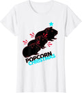 Women's Popcorn Christmas New Wave Guinea Pig Owner Pet Lover Humor T-Shirt - White