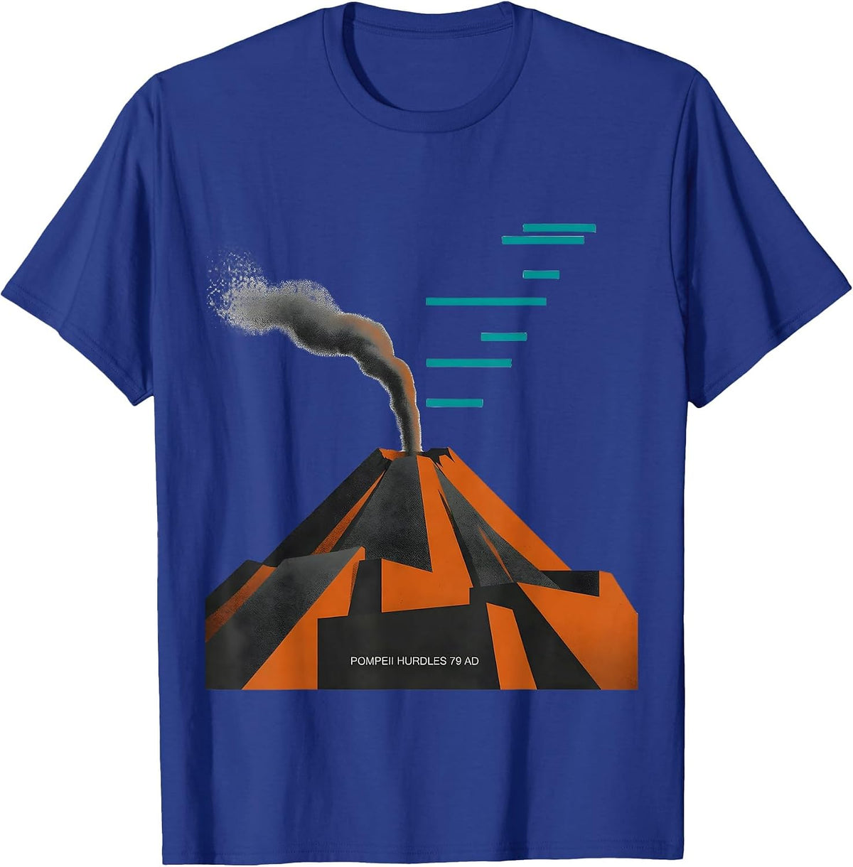 Men's Pompeii Hurdles 79 AD Midcentury Modern Volcano History T-Shirt - Royal Blue