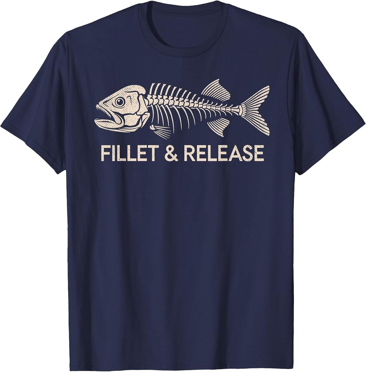 Fillet & Release Fisherman Humor Angler Joke Funny Fishing T-Shirt - Navy Blue