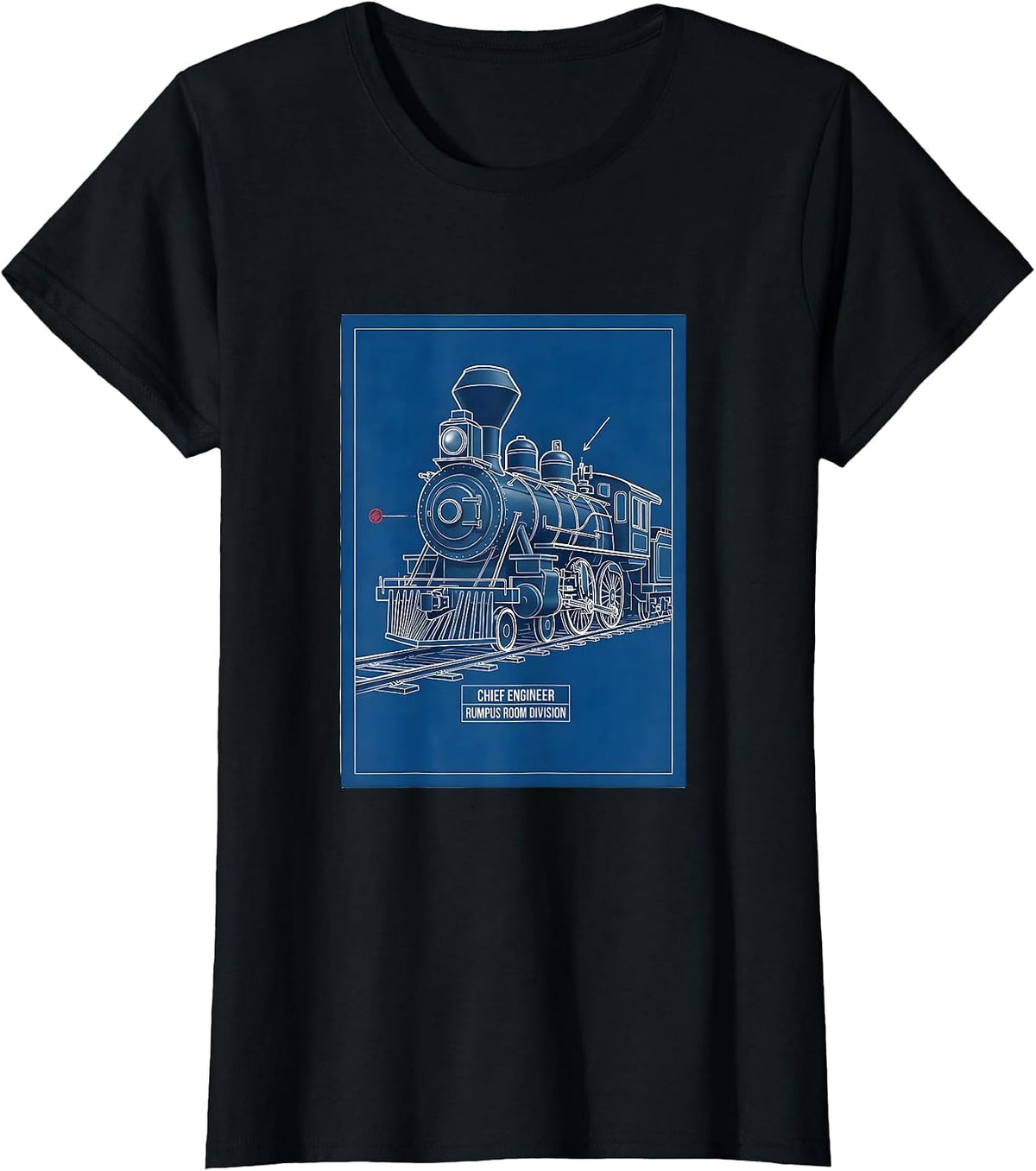 Women's Chief Engineer Rumpus Room Division Vintage Steam Train T-Shirt - Black