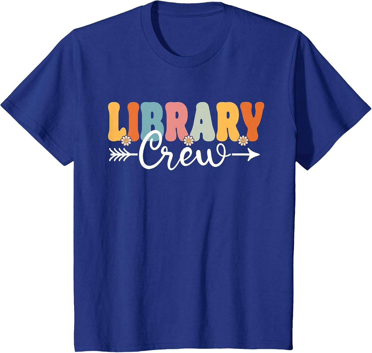 Library Crew Back to School Teachers Students T-Shirt - Royal Blue
