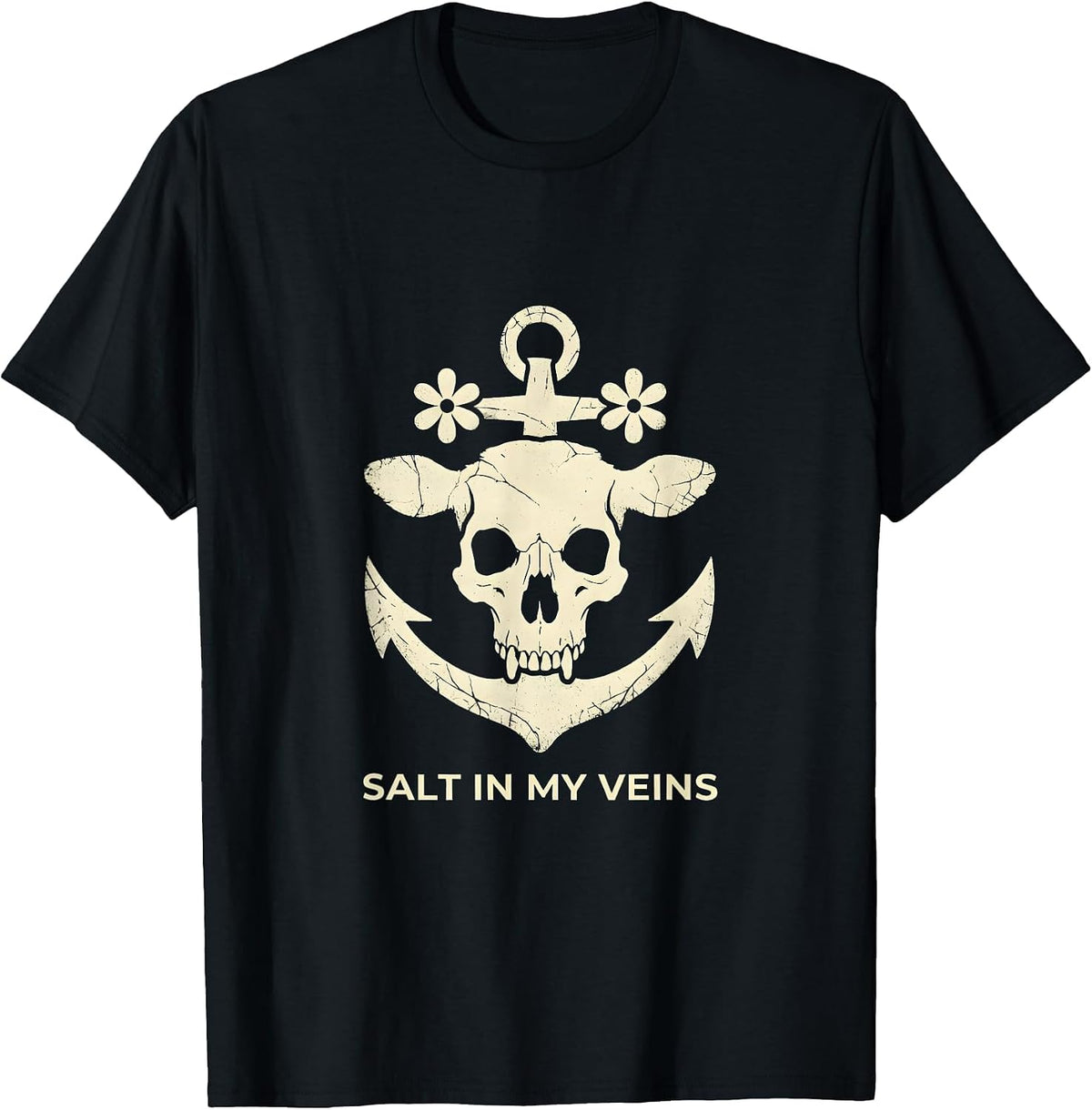 Men's Salt In My Veins Sailor Graphic Design T-Shirt - Black