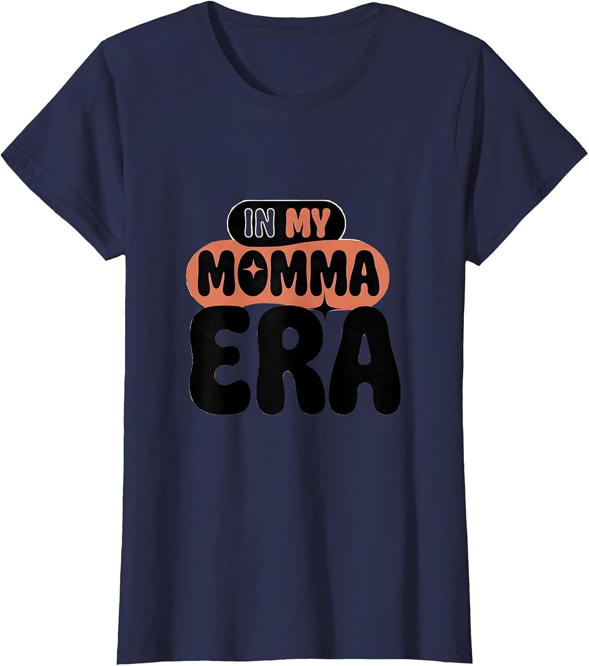 Women's In My Momma Era Retro Groovy Mothers Day Funny Mom Gift T-Shirt - Navy Blue