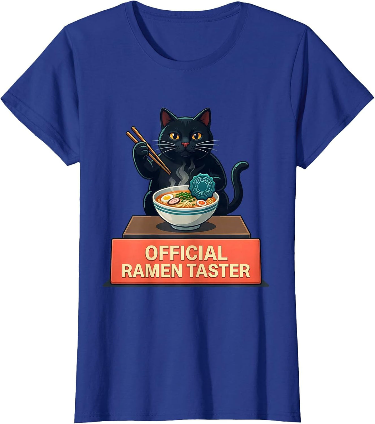 Women's Official Ramen Taster Funny Kawaii Cat Anime Japanese Gift T-Shirt - Royal Blue