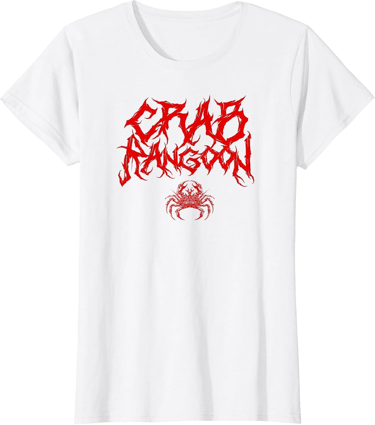Crab Rangoon Funny Chinese Food Heavy Metal Band Goth Cursed T-Shirt - White