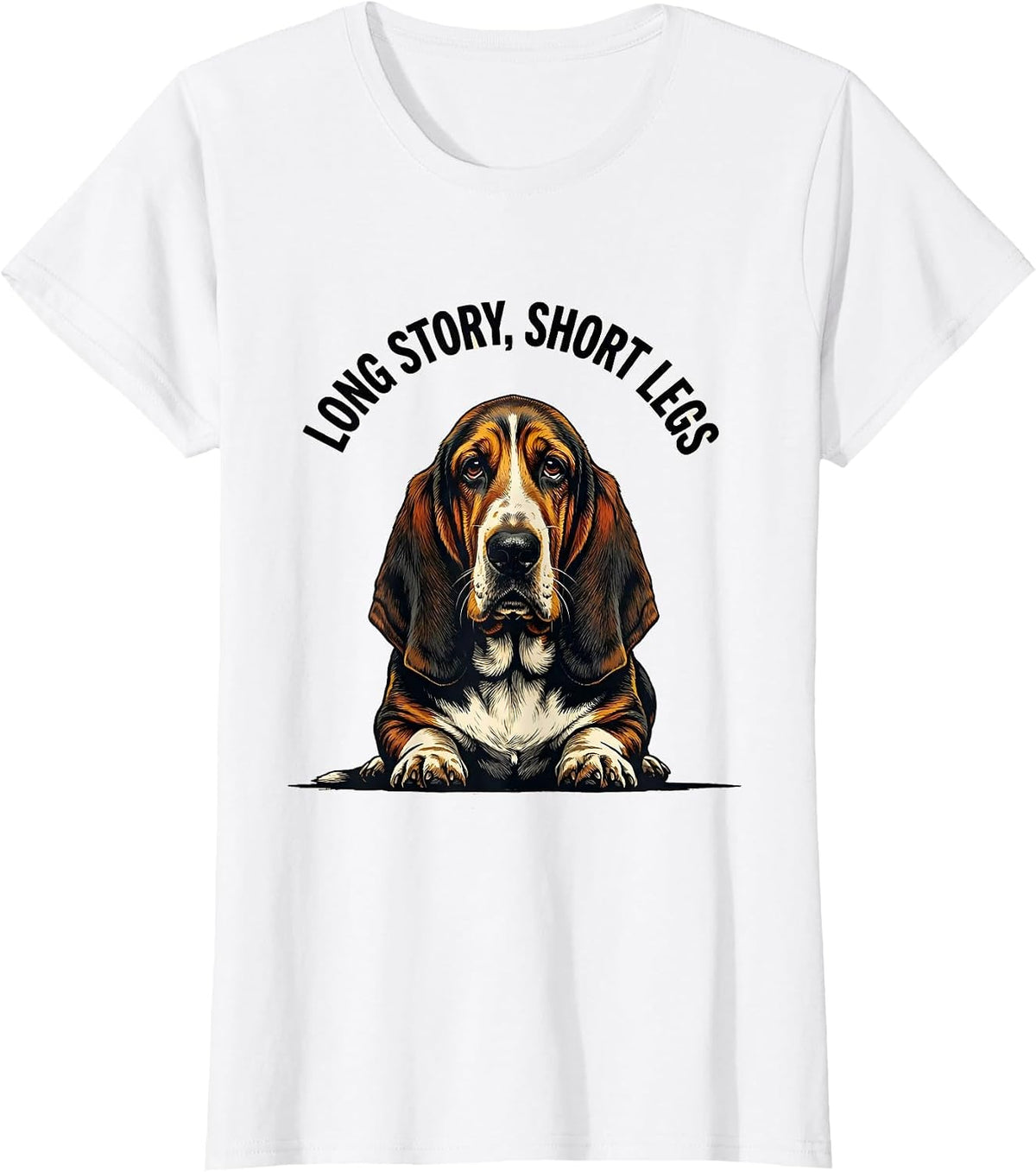 Long Story, Short Legs Funny Basset Hound Dog Owner Humor T-Shirt - White