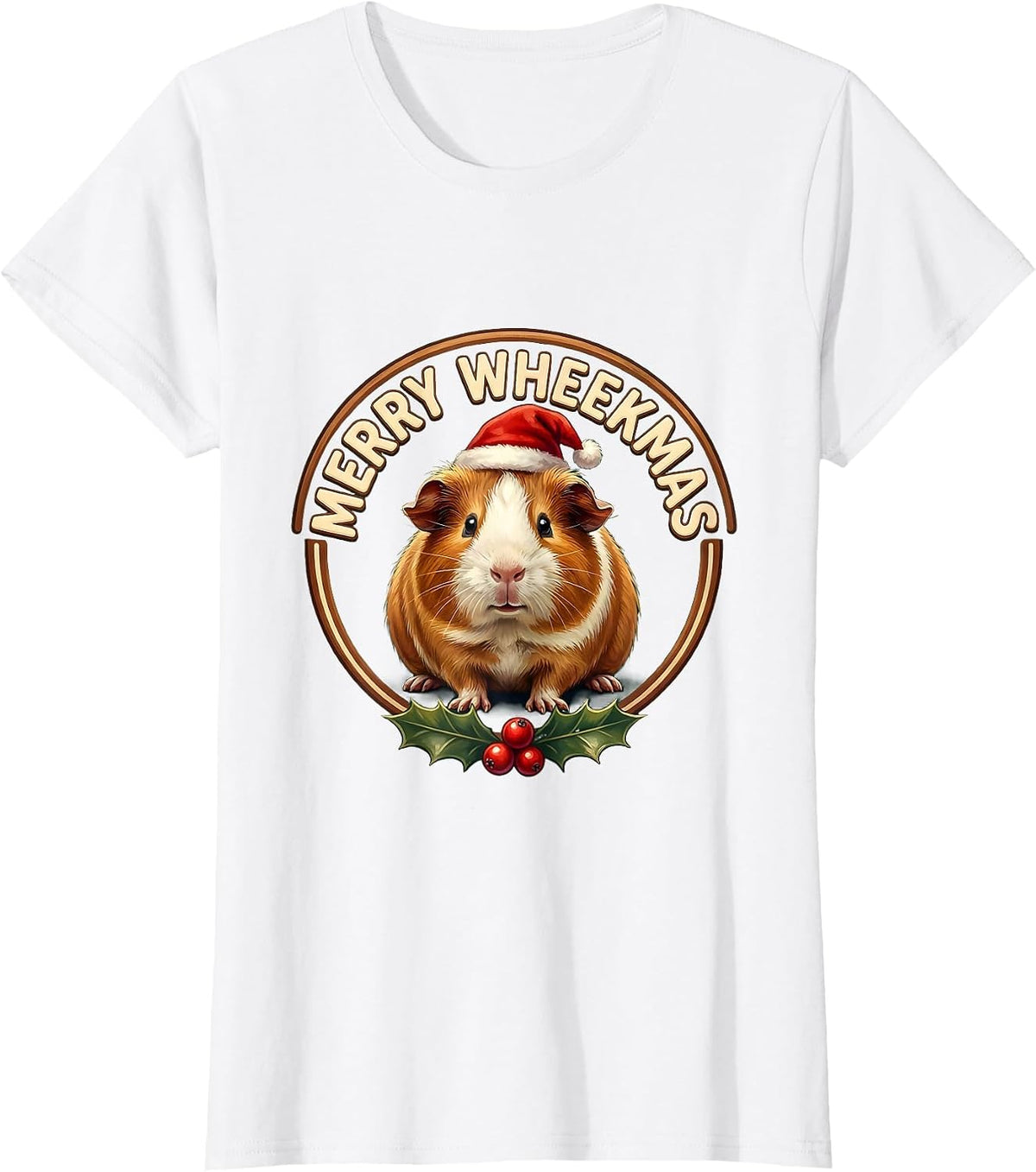 Women's Merry Wheekmas Funny Guinea Pig Christmas Pet Lover Holiday T-Shirt - White