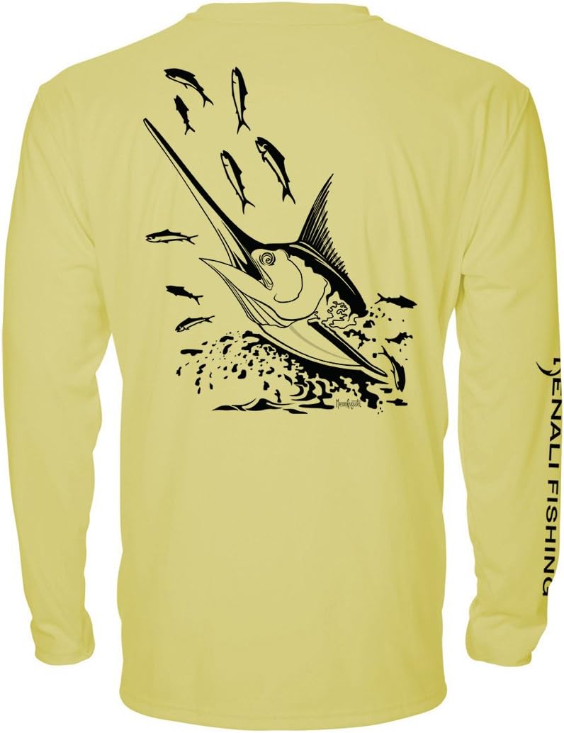 Denali Men's Fishing Tournament Marlin Teaser UPF 50+ Long Sleeve T-Shirt, UV Protection, Signature Logo Fisherman's Shirt -