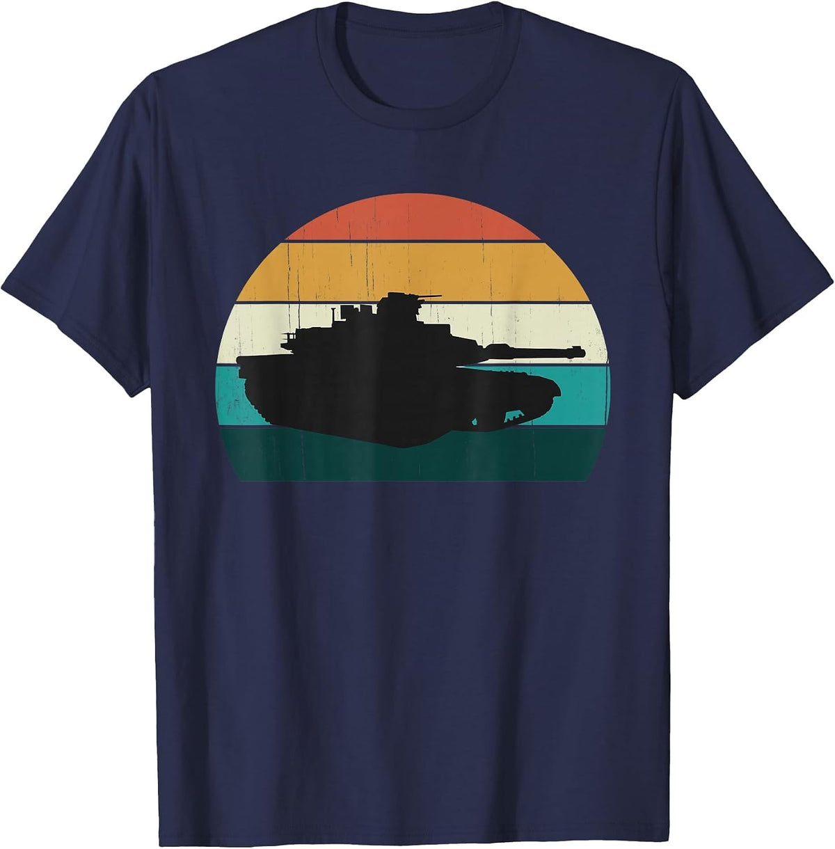 Vintage Abrams M1 - Retro Sunset American Main Battle Tank T-Shirt - Navy Blue