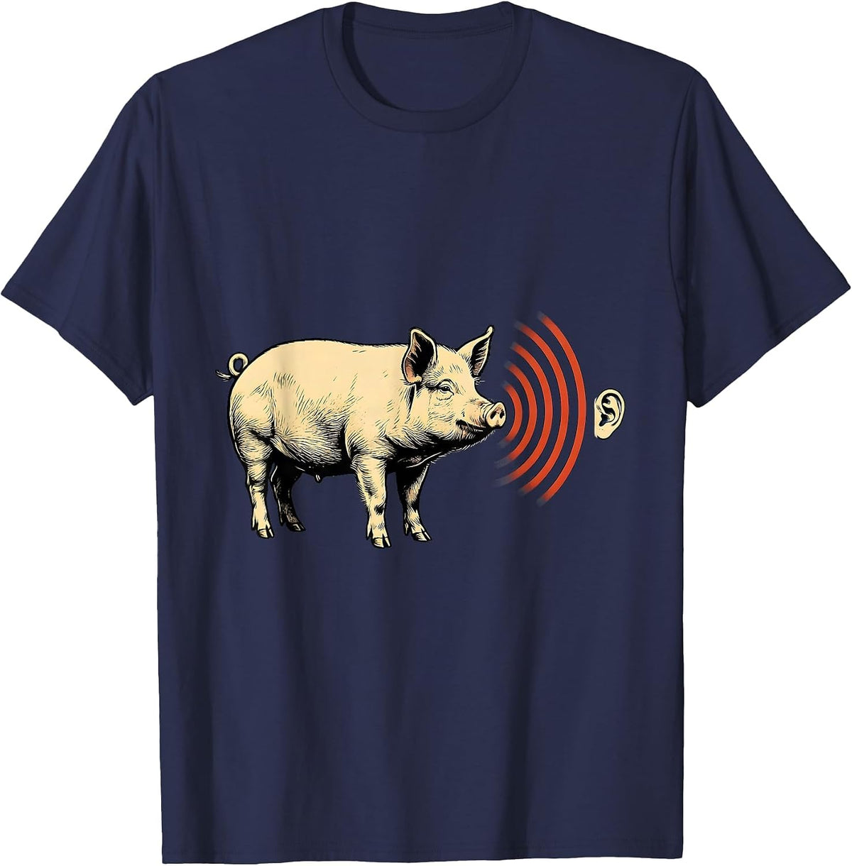 Pig Profile Pet Lover Funny Animal Humor T-Shirt - Navy Blue