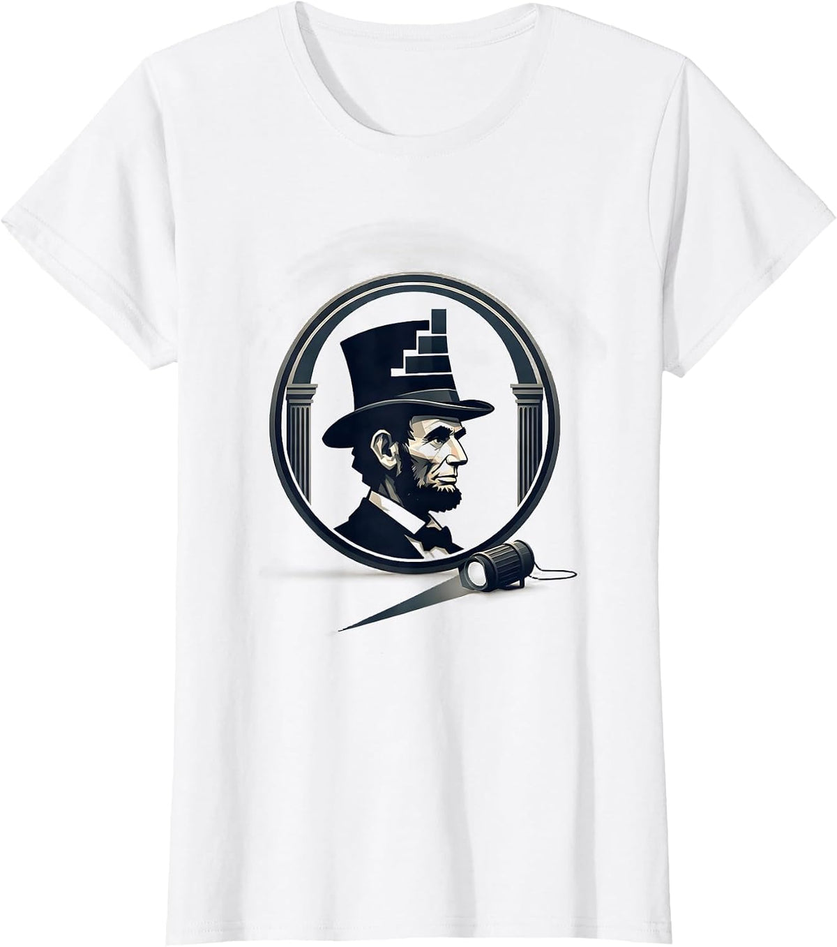 Sealed Lincoln Badge Editorial Conceptual History Buff Humor T-Shirt - White