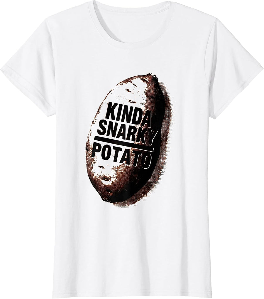 Women's Kinda Snarky Potato Funny Sarcastic Sweet Potato Couple T-Shirt - White