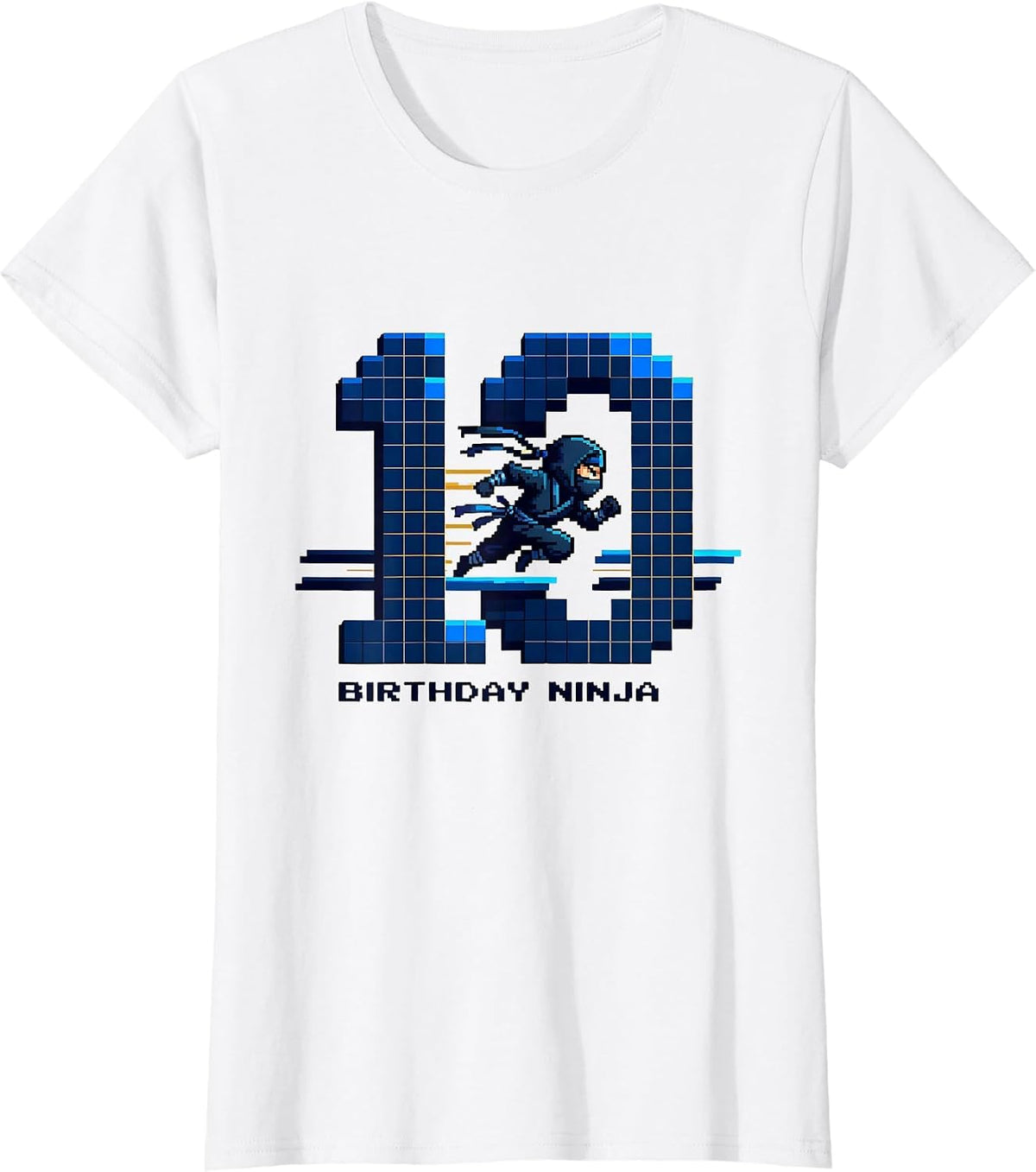 Birthday Ninja 10 Pixel Art Kids Ninja Party Costume T-Shirt - White