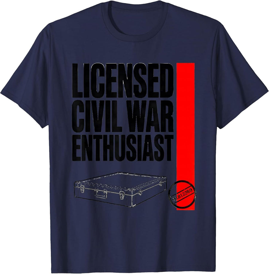 Licensed Civil War Enthusiast Funny History Buff Reenactor T-Shirt - Navy Blue