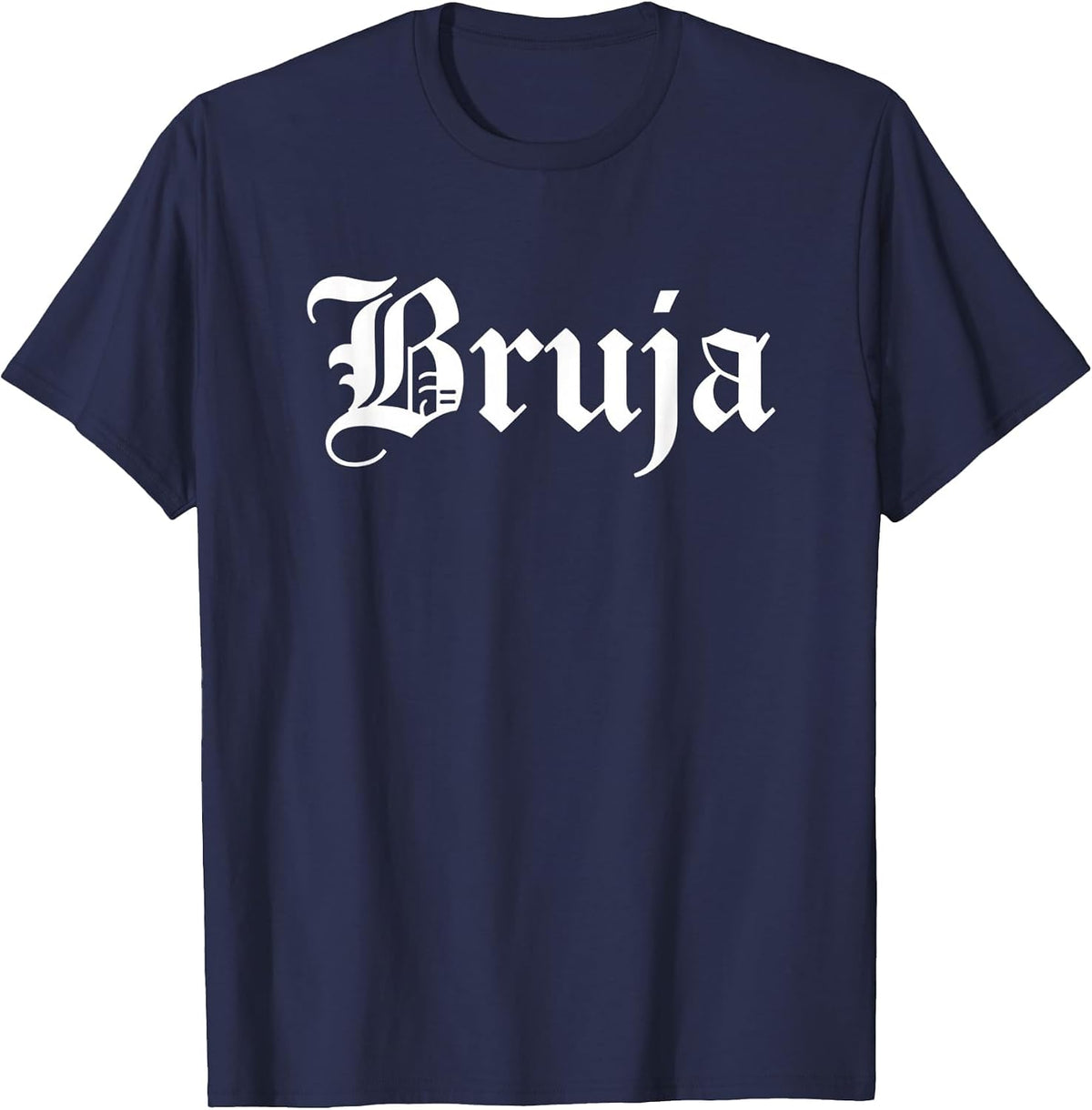 Bruja Gothic Script Latino Halloween Women Spooky Witch T-Shirt - Navy Blue
