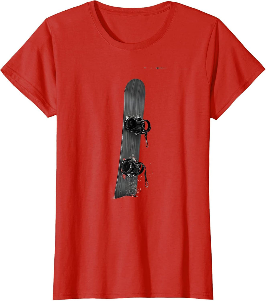 Women's Snowboard Minimalist Ski Lover Deadpan Humor T-Shirt - Red