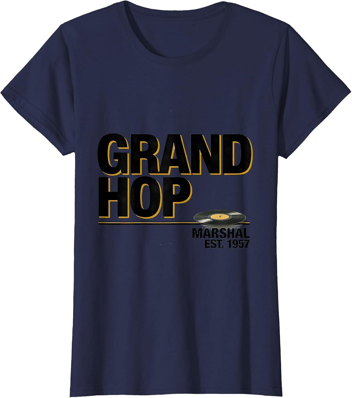 Women's Grand Hop Marshal Est 1957 Retro 50s Sock Hop Rockabilly T-Shirt - Navy Blue