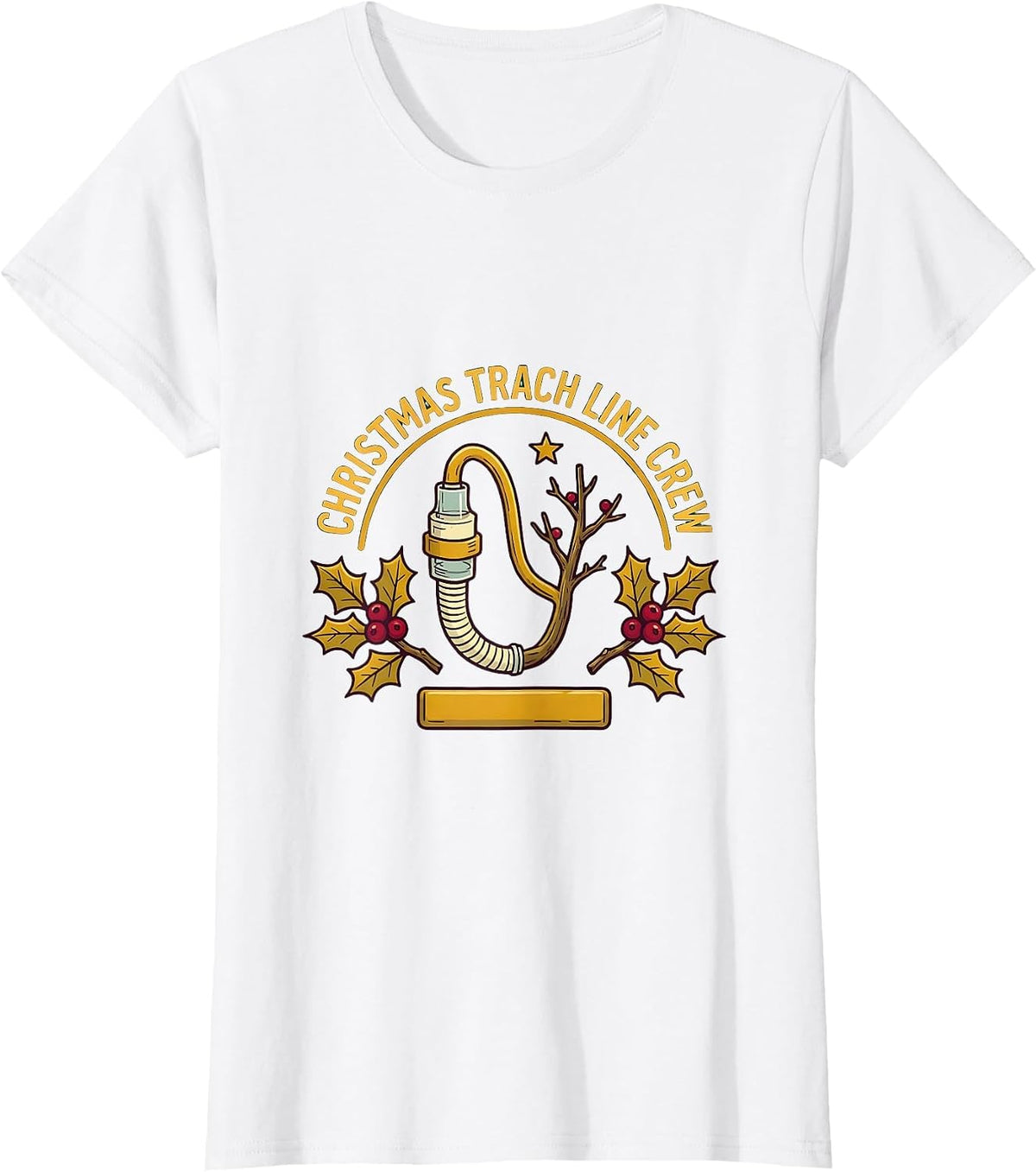 Christmas Trach Line Crew Funny Respiratory Therapist T-Shirt - White