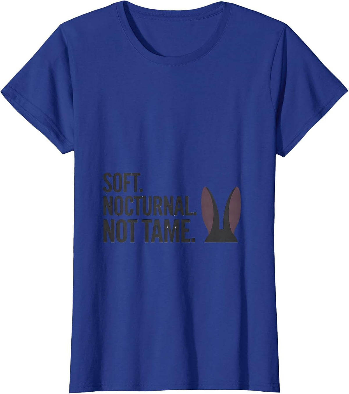 Women's Soft. Nocturnal. Not Tame Minimalist Bunny Rabbit Alt Goth T-Shirt - Royal Blue