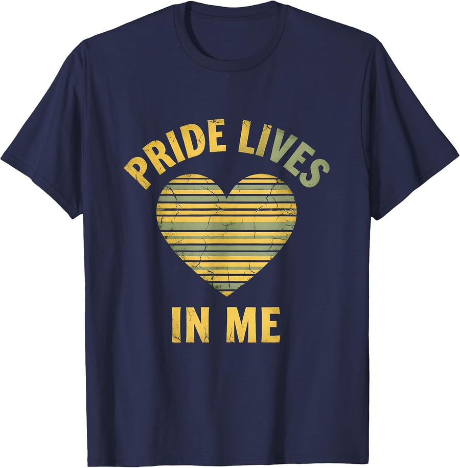 Pride Lives In Me Rainbow Pride Flag Design T-Shirt - Navy Blue