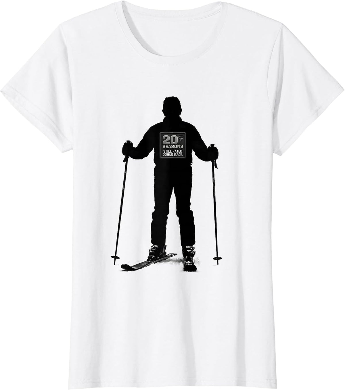 Women's 20 Seasons Still Rated Double Black Vintage Ski Humor T-Shirt - White