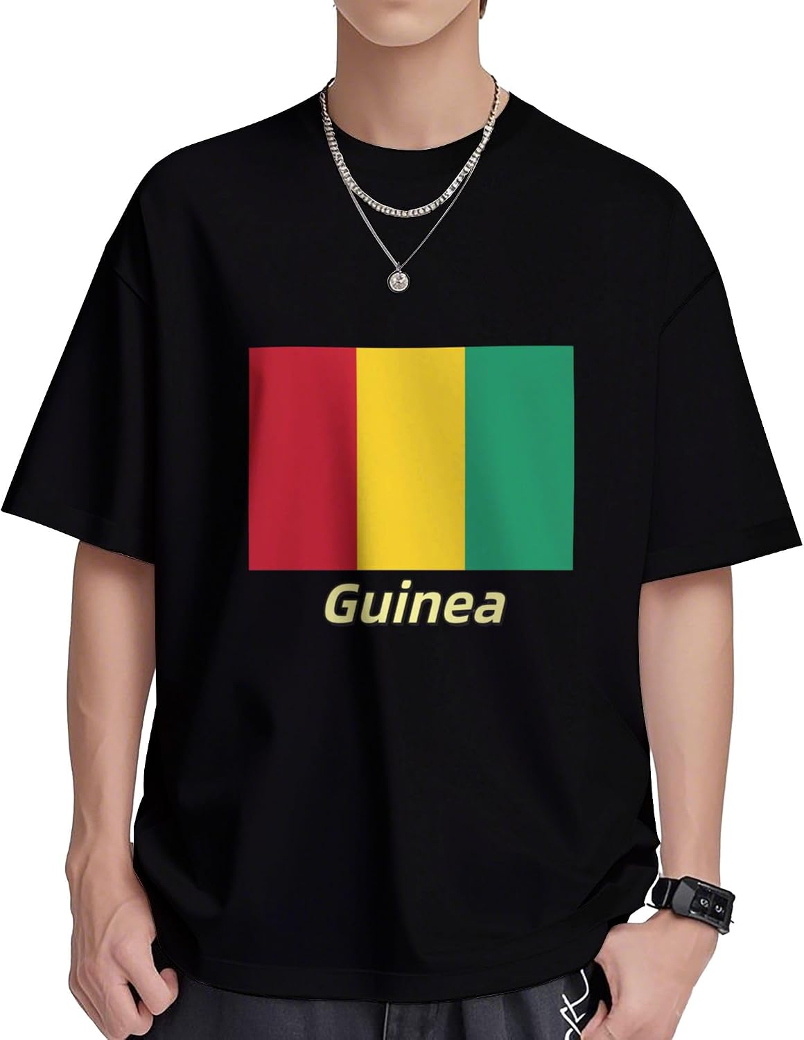 Unisex Guinea Cotton Tee, Bold Flag Graphic, Perfect for Travel and Daily Pride - Black